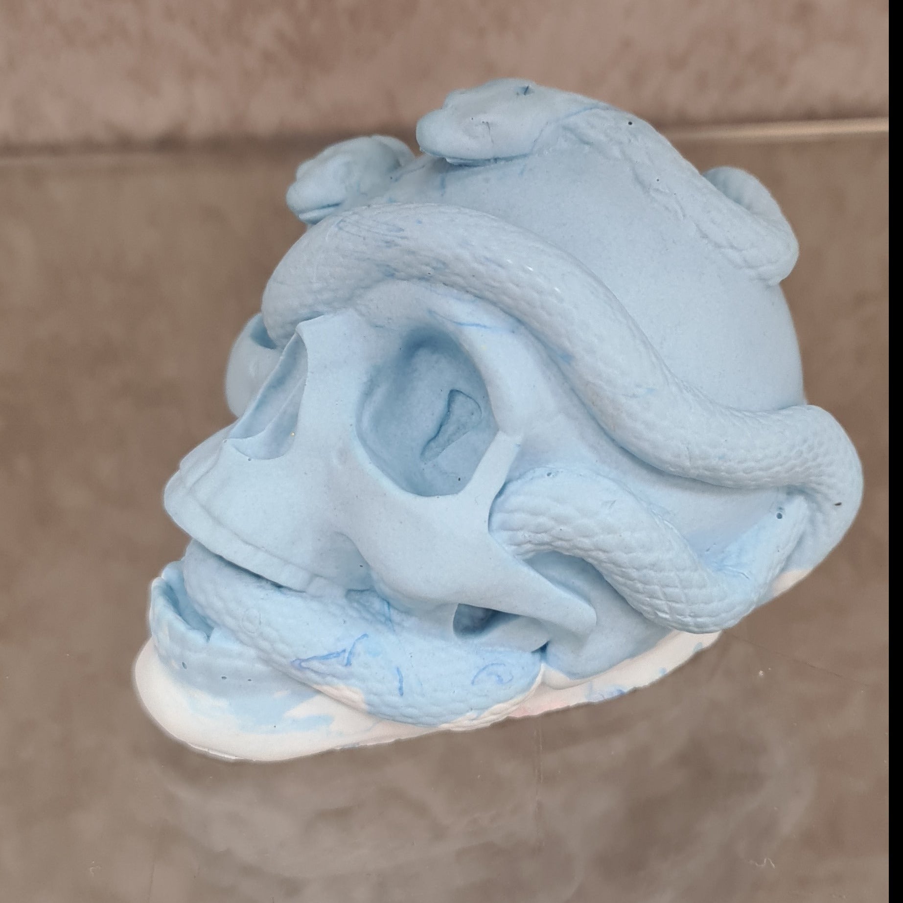 Enchanted Serpent Skull Miniature in Vivid Colors - Eco-Friendly Jesmonite Decor with Magical Serpent Design - Perfect for Indoor and Outdoor Spaces